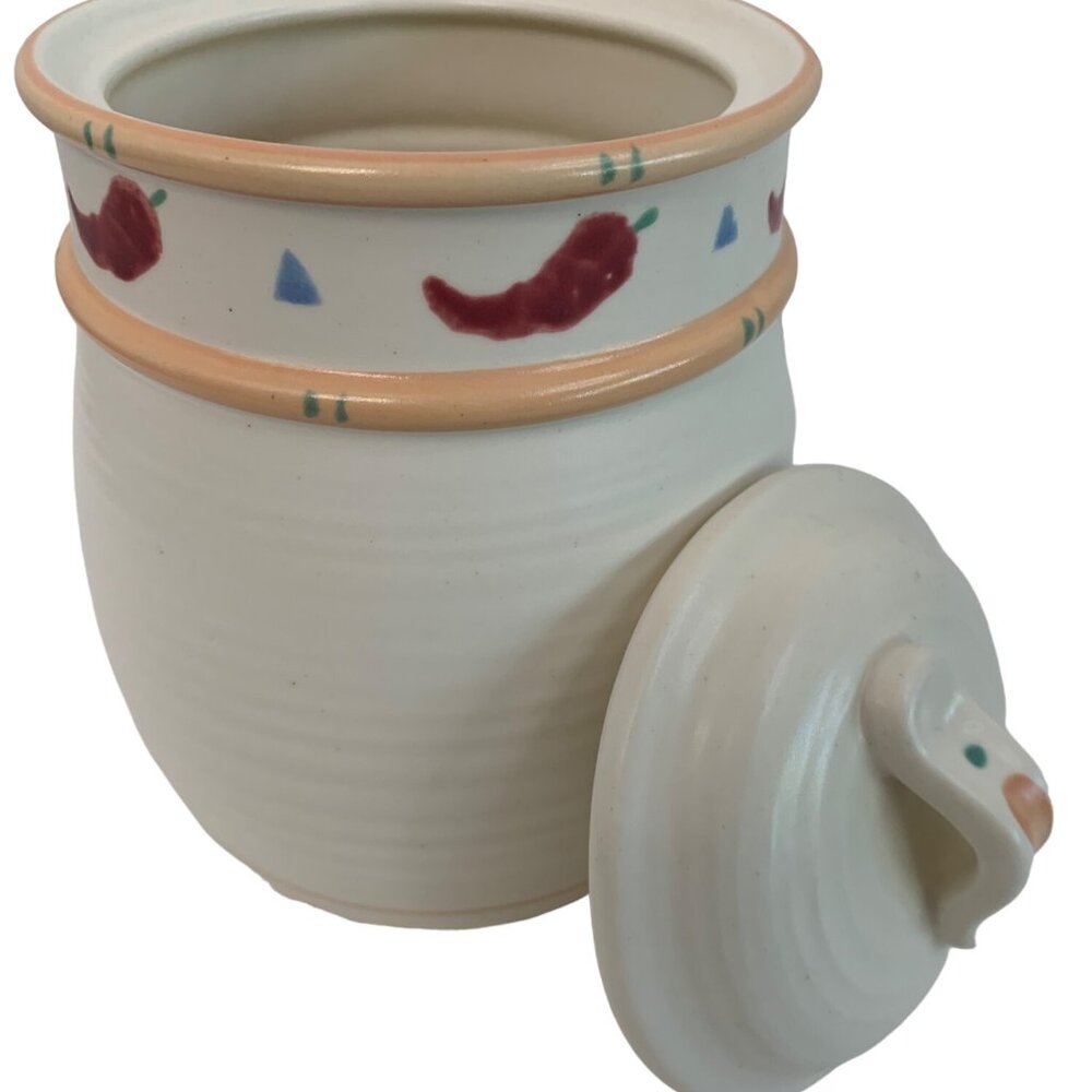 VTG 80s Taos Treasure Craft Lidded Ceramic Jar Chili Pepper Canister 7724 USA